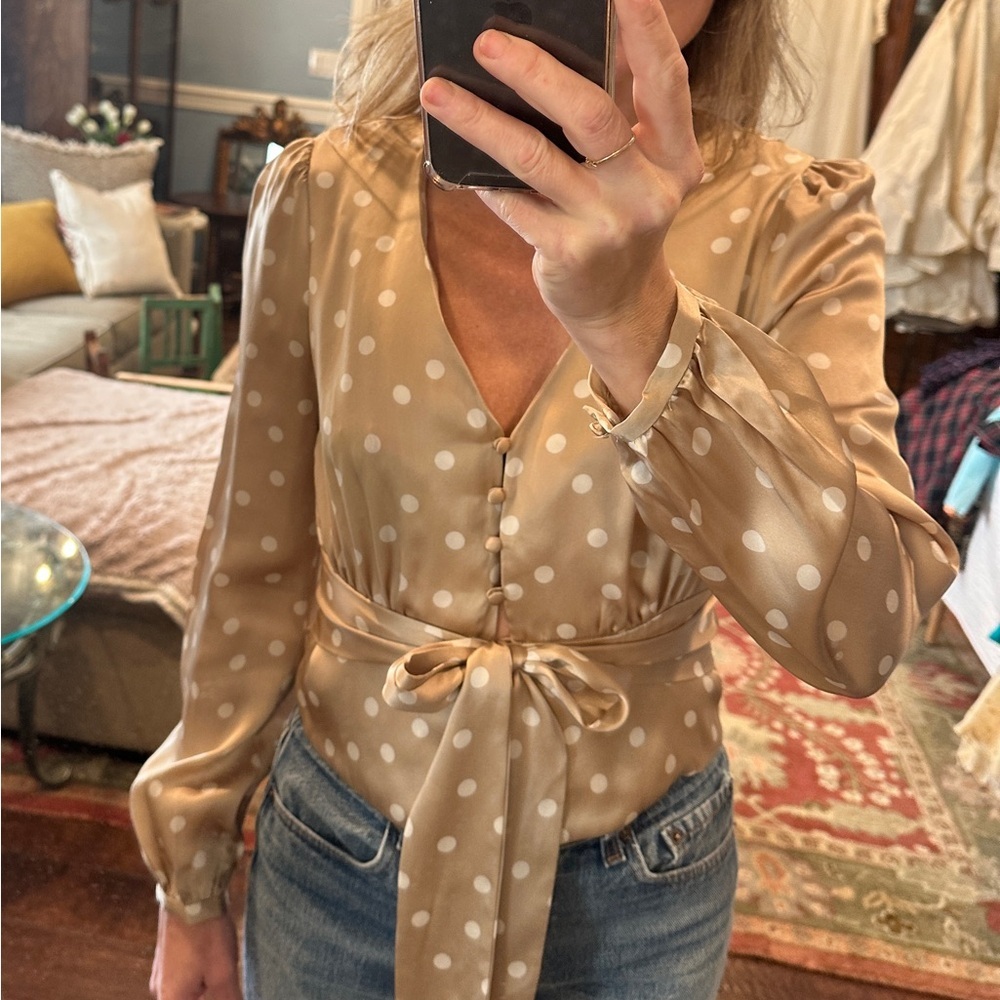Intermix silk polka dot blouse